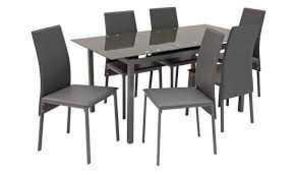 RRP £120 Boxed Set Of 6 Lido Grey Pu Leather Designer Dining Chairs (Appraisals Available On