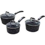 RRP £135 Eaziglide Non Stick 3 Piece Pan Sets (No Tag Id) (Appraisals Available On Request) (