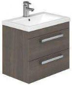 RRP £160 Boxed Cubico Nala 515 Wall Hung 2 Drawer Vanity Unit In Light Elm (Appraisals Available