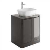 RRP £250 Boxed Cubico 650Mm Titanium Grey Floor Mounted Vanity Unit (Appraisals Available On