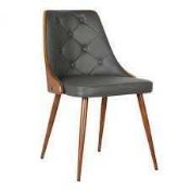 RRP £120 Boxed Armen Living Lily Grey Side Chair With Walnut Venial Metal Legs (Appraisals Available