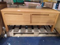 RRP £150 Solid Oak 2 Drawer Rectangular Coffee Table (No Tag Id) (Appraisals Available On