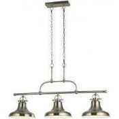 RRP £90 Boxed Searchlight 3 Light Industrial Ceiling Light Fitting In Marble Glass With Satin Silver