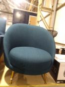 RRP £280 Dark Blue Fabric Round Back Chair With Chrome Gold Legs (Appraisals Available On