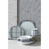RRP £70 Boxed 30 Piece Grey Tartan Dinner Set (116900) (Appraisals Available On Request) (Pictures