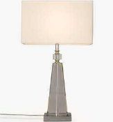 RRP £80 Boxed John Lewis And Partners Trisha Crystal Finish Glass Base Poly Silk Shade Table Lamp (