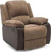 RRP £100 Faux Brown Leather And Fabric Upholstered Reclining Armchair (Appraisals Available On