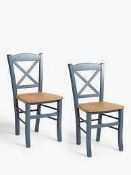 RRP £100 Pair Of Clayton Grey Wooden Light Oak Seat Pad Designer Dining Chairs (3052763) (Appraisals