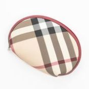 RRP £165 Burberry Cosmetic Pouch In Beige/Red AAQ6691 (Bags Are Not On Site, Please Email For