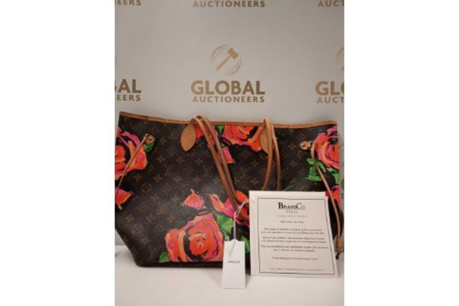 RRP £2700 Louis Vuitton Neverfull Roses Monogram Coated Canvas Brown Shoulder Bag Aan3223, Grade - Image 2 of 3