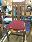 RRP £120 Lot To Contain 2 Emmington Upholstered Dining Chairs Dark Stained And Burgundy Cushioned (