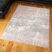 RRP £80 Paco Pink And Grey Large Designer Floor Rug (Appraisals Available On Request)(Pictures For