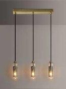 RRP £175 Boxed John Lewis And Partners Tulip 3 Light Ceiling Pendant With Clear Glass Shades And