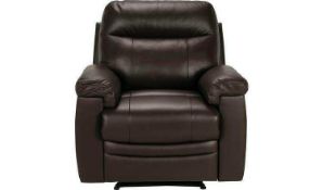 RRP £110 Chocolate Brown Leather Reclining Armchair (Appraisals Available On Request) (Pictures