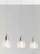 RRP £145 Boxed John Lewis Prismatic 3 Light Ceiling Bar With Clay Glass Shade And Antique Nickel