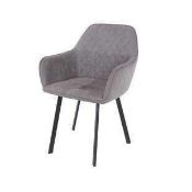 RRP £90 Boxed Pair Of Grey Padded Back Occasional Chairs (Appraisals Available On Request) (Pictures