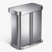 RRP £180 Simplehuman 50 Litre Twin Recycling Pedal Bin (660943) (Appraisals Available On Request) (