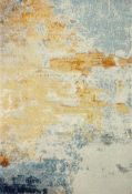 RRP £140 Everek White And Gold 5X7.6Ft Designer Floor Rug (Appraisals Available On Request)(Pictures