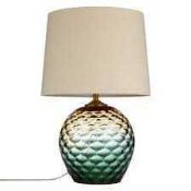 RRP £115 Boxed John Lewis And Partners Abigail Glass Base Fabric Shade Table Lamp (658566) (