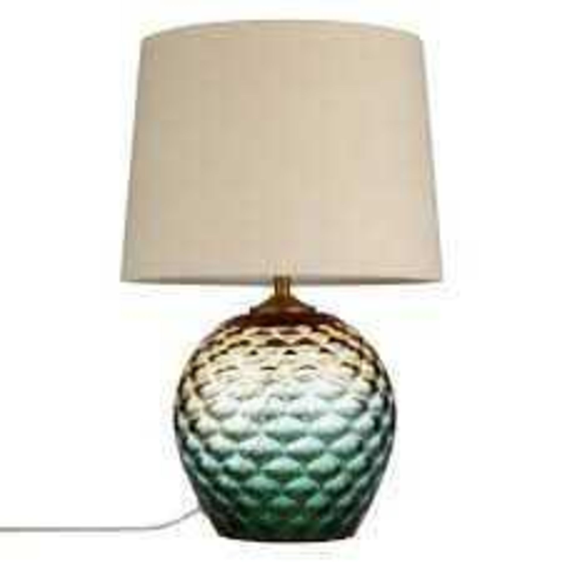 RRP £115 Boxed John Lewis And Partners Abigail Glass Base Fabric Shade Table Lamp (658566) (