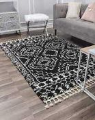 RRP £90 155X214Cm Mason Shag Collection Black And White Designer Floor Rug (Appraisals Available