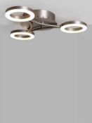 RRP £115 Boxed John Lewis Boyd 3 Light Integrated Led Semi Flush Ceiling Light With A Matte Nickel