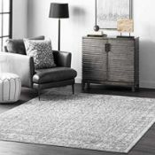 RRP £80 Large Grey Fabric Hard-Wearing Designer Floor Rug (Appraisals Available On Request)(Pictures