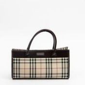 RRP £460 Burberry Rectangular Tote Handbag In Beige/Dark Brown AAR8510 (Bags Are Not On Site, Please