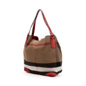 RRP £1075 Burberry Shopping Tote Shoulder Bag Brown/Black/Red Grade A AAR2367 (Bags Are Not On Site,