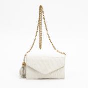 RRP £1335 Chanel Classic V Flap Tassel Bag In White Grade AB AAR8130 (Bags Are Not On Site, Please