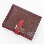 RRP £610 Hermes Bearn Bicolor Compact Wallet Bordeaux/Roude Coeur Grade A AAQ4827 (Bags Are Not On