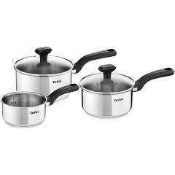 RRP £80 Tefal 3 Piece Non Stick Stacking Pan Set (36759) (Appraisals Available On Request) (Pictures