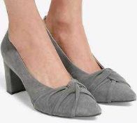 RRP £60 Boxed Pair Of Size Uk 7 John Lewis And Partners Emilia Ladies Grey Heeled Shoes (9.008) (