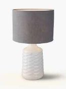 RRP £90 Boxed John Lewis And Partners Nareen Table Lamp With Faux Lined Shade With Ceramic Base (