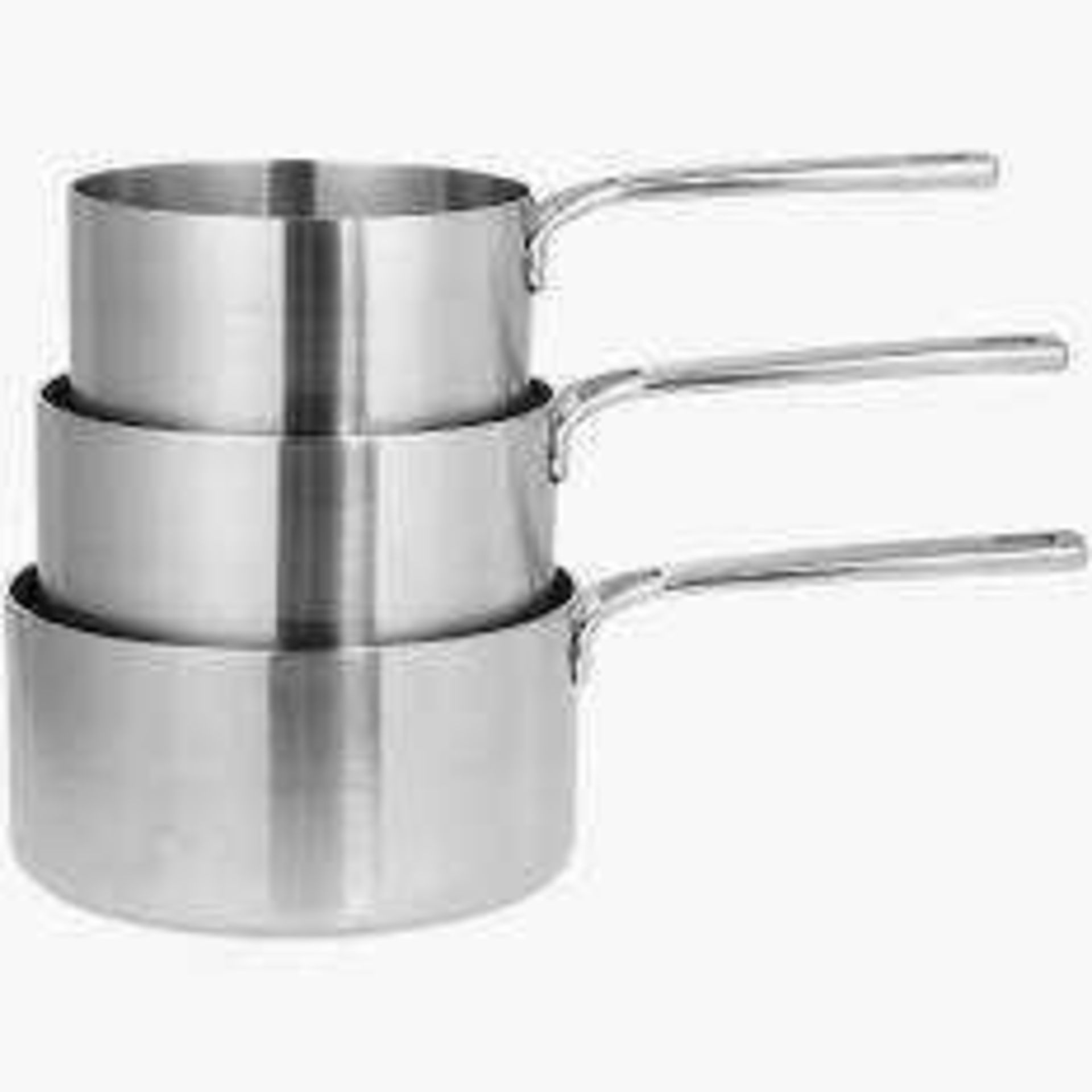 RRP £110 Boxed John Lewis And Partners Classic 3 Piece Saucepan Set (828837) (Appraisals Available