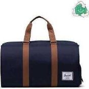 RRP £85 Herschel Black And Tan Synthetic Leather Duffel Bag (766204) (Appraisals Available On