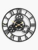 RRP £120 Boxed John Lewis And Partners Black Cog Work Wall Clock (841868) (Appraisals Available On