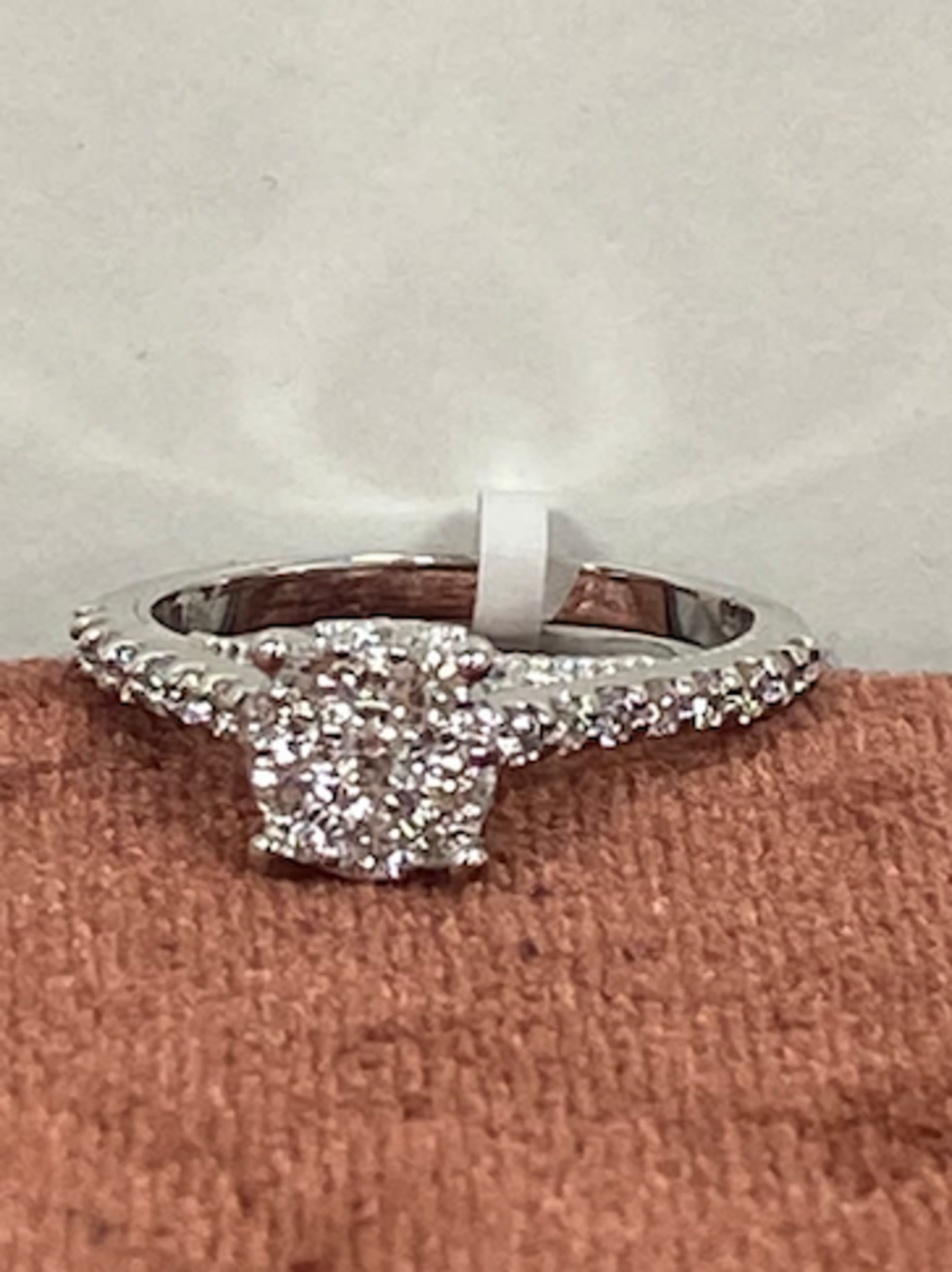 RRP £1800 Diamond Single Stone Style Cluster Ring 0.59ct Diamonds, 27 Stones, 4.01g of 18K White - Image 3 of 3