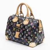 RRP £1585 Louis Vuitton Ltd Ed "Takashi Murakami Multicolore" Speedy Handbag Black Grade A