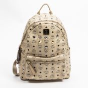 RRP £480 MCM Stark Front Studs Backpack Beige Grade A AAQ6528 (Bags Are Not On Site, Please Email