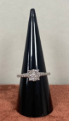 RRP £1800 Diamond Single Stone Style Cluster Ring 0.59ct Diamonds, 27 Stones, 4.01g of 18K White