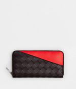 RRP £250 Bottega Veneta Zip Around Wallet In Red/Black AAP1082 (Bags Are Not On Site, Please Email