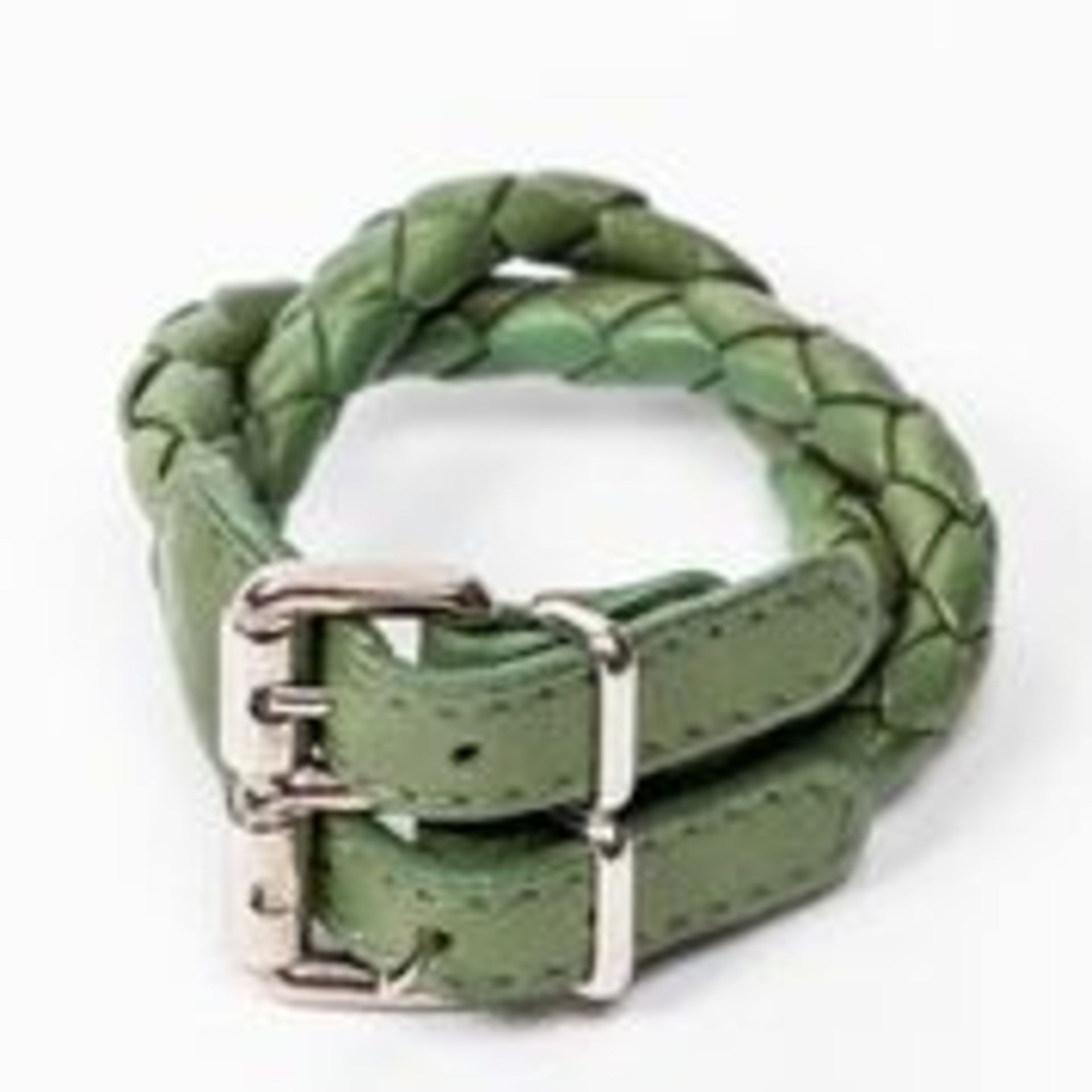 RRP £120 Bottega Veneta Double Buckle Bracelet In Green AAQ3208 (Bags Are Not On Site, Please