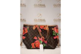 RRP £2700 Louis Vuitton Neverfull Roses Monogram Coated Canvas Brown Shoulder Bag Aan3223, Grade