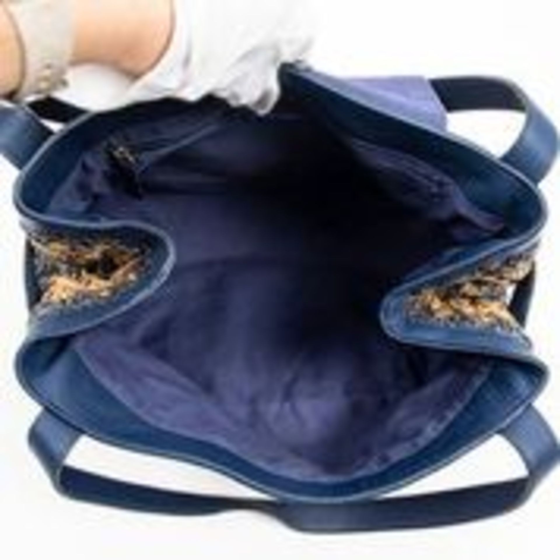 RRP £435 Burberry Blue Label Raffia Hobo Shoulder Bag Navy Blue/Gray/Beige AAR7906 (Bags Are Not - Image 5 of 5