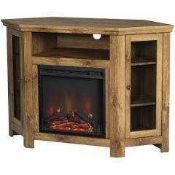 RRP £300 Boxed Wooden Corner Tv Cabinet With Built In Fireplace (Appraisals Available On Request) (