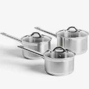 (Jb) RRP £110 Lot To Contain 1 Boxed John Lewis And Partners Classic 3 Piece Saucepan Set (4867144)