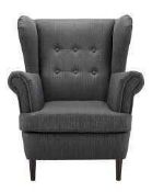 RRP £250 Band Berry Charcoal Fabric Upholstered Wing Back Single Armchair (116724) (Appraisals