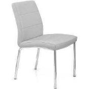 RRP £499 Boxed Brand New Arghi Bianchi Sliver Grey Velvet Upholstered Designer Dining Chairs (