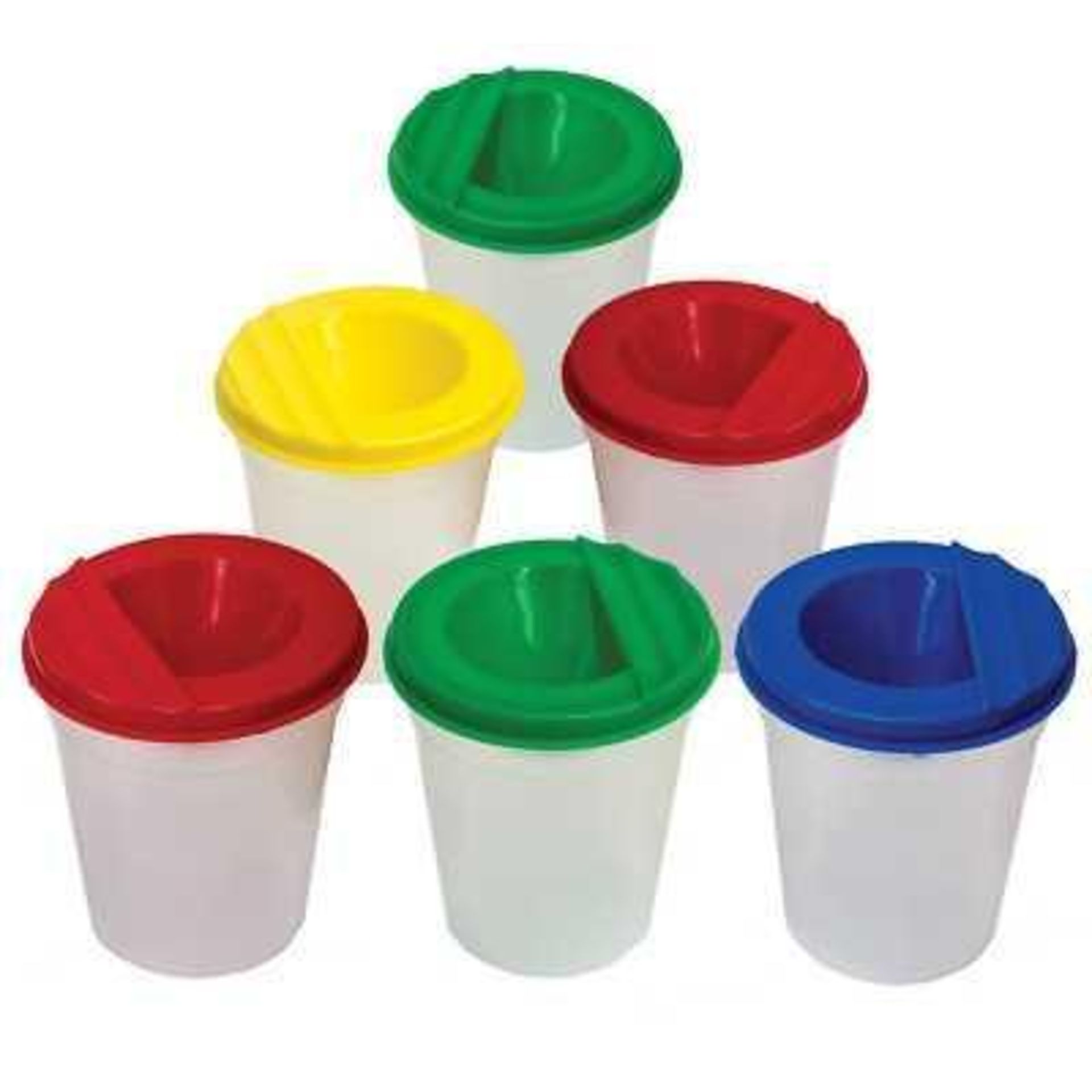 (Jb) RRP £135 Lot To Contain 11 Brand New Packaged Sets Of 6 Non Spill Pots With Assorted Lid Colour